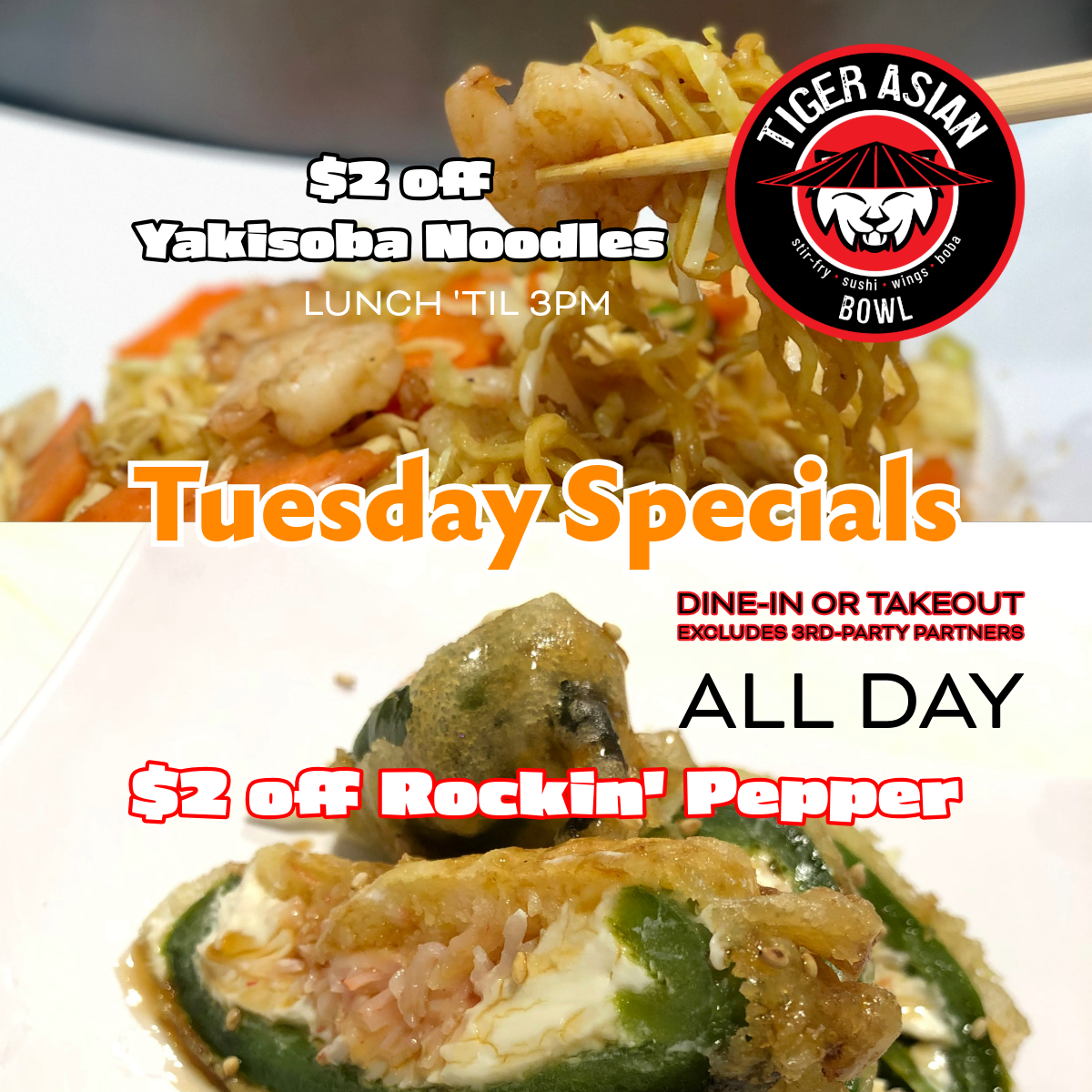 Tuesday Specials - Rockin' Peppers & Yakisoba